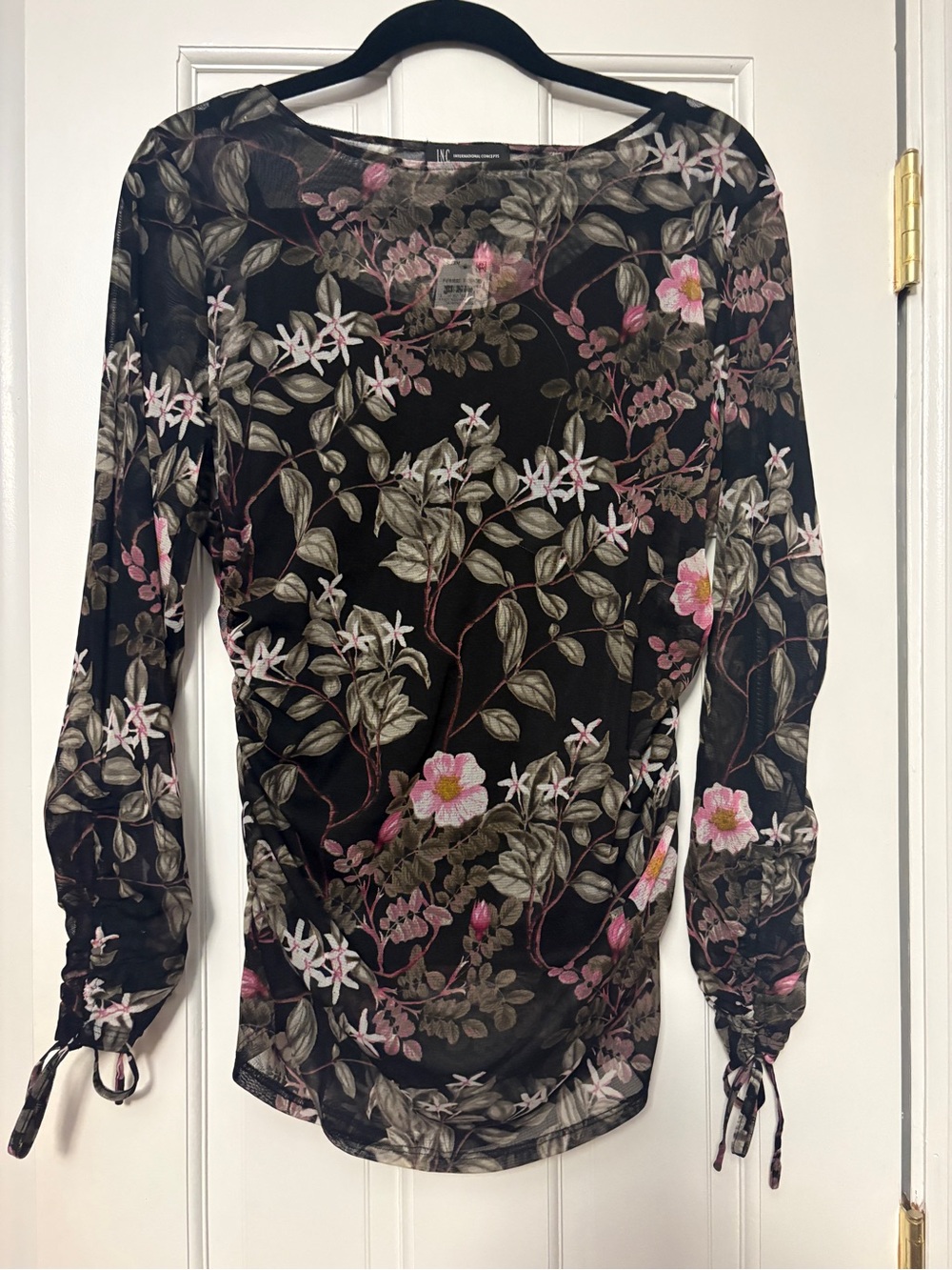 INC International Concepts Femme Force Jasmine Garden Floral Mesh Top L 2 Piece